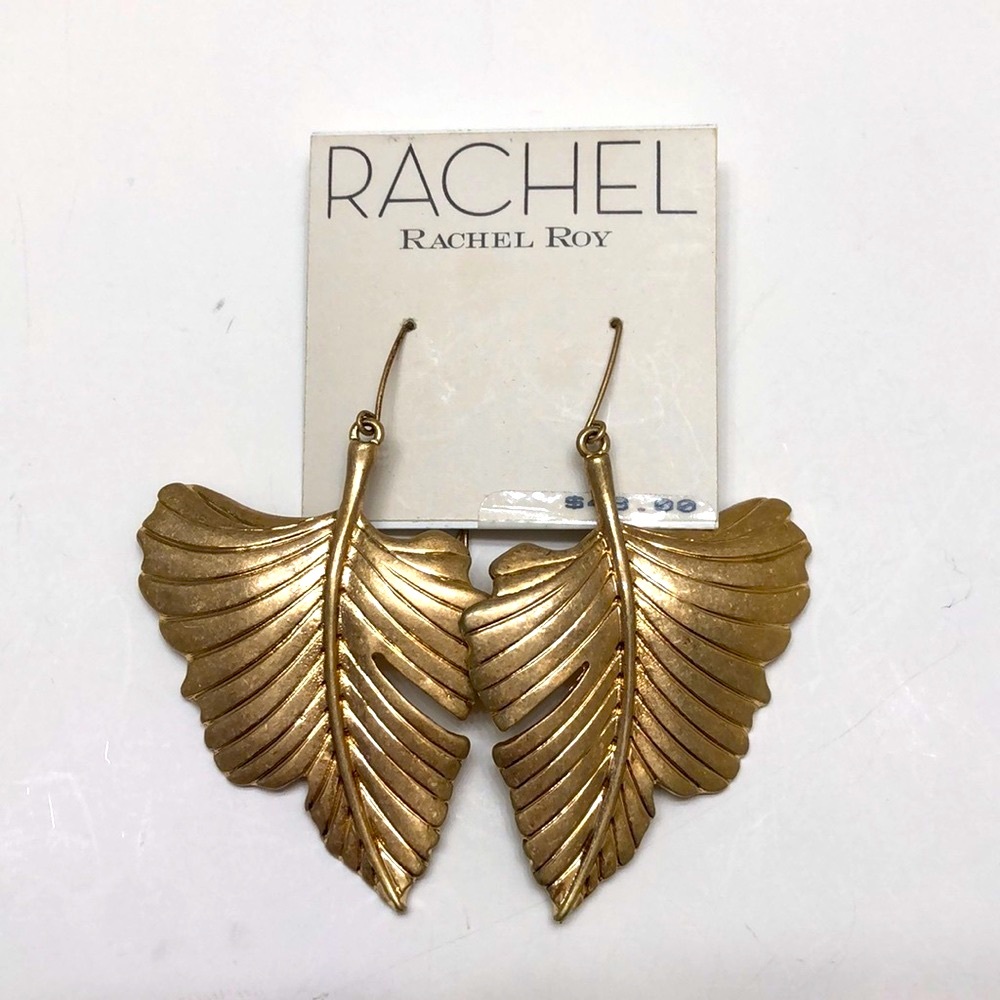 NWT RACHEL Rachel Roy Gold Leaf Earrings